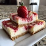 jordgubbsswirlad cheesecakebarer recept