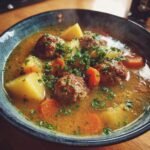 klassisk svensk kottfarssoppa med potatis och morotter