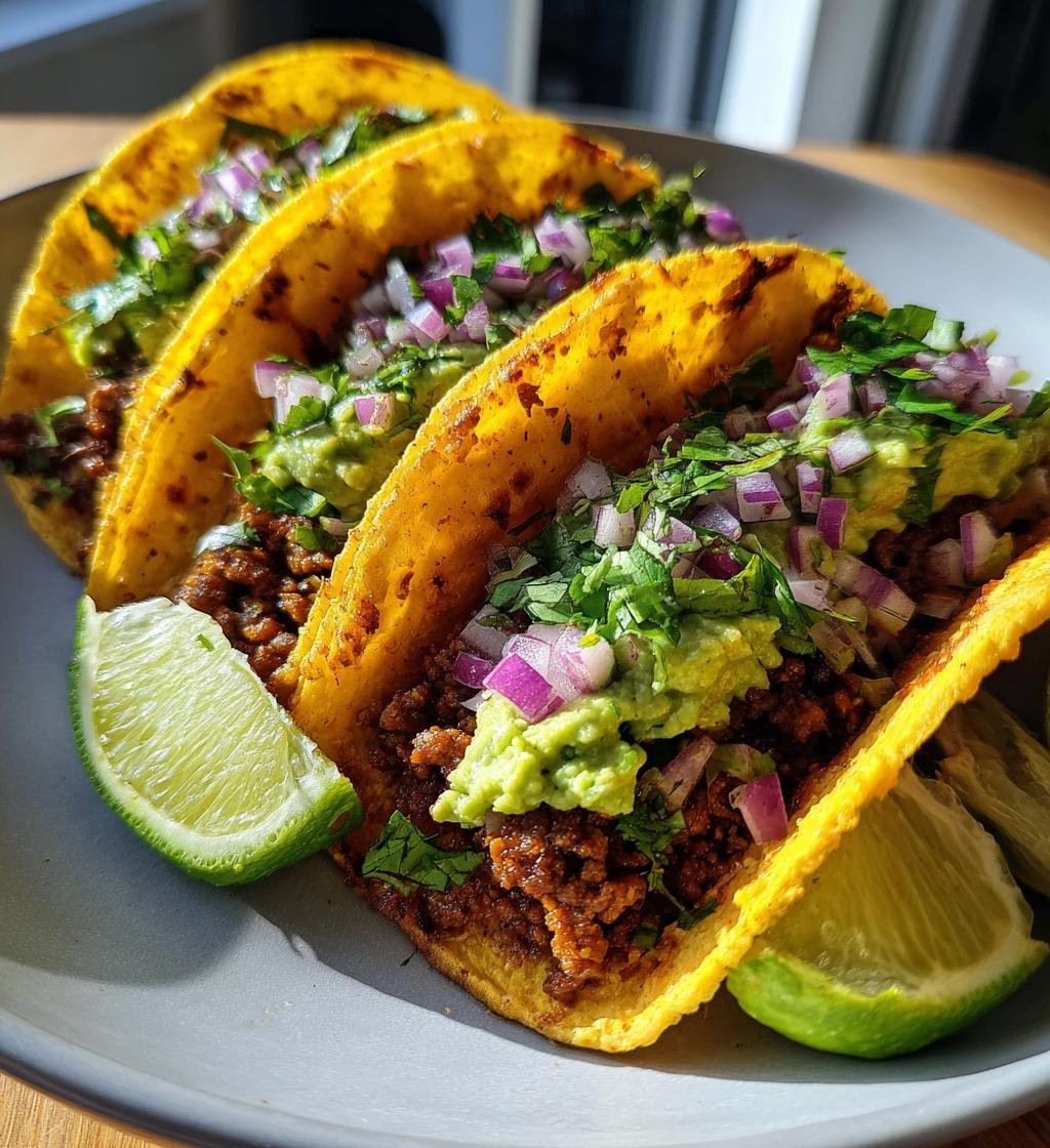 krispiga notkottstacos med avokadokram och lime