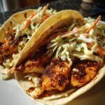 kryddiga grillade fisketacos med coleslaw