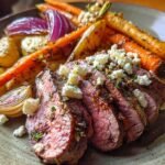 marinerad biff med rotfrukter och fetaost