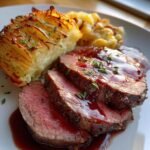 smormorad oxfile med rodvinssas och potatisgratang